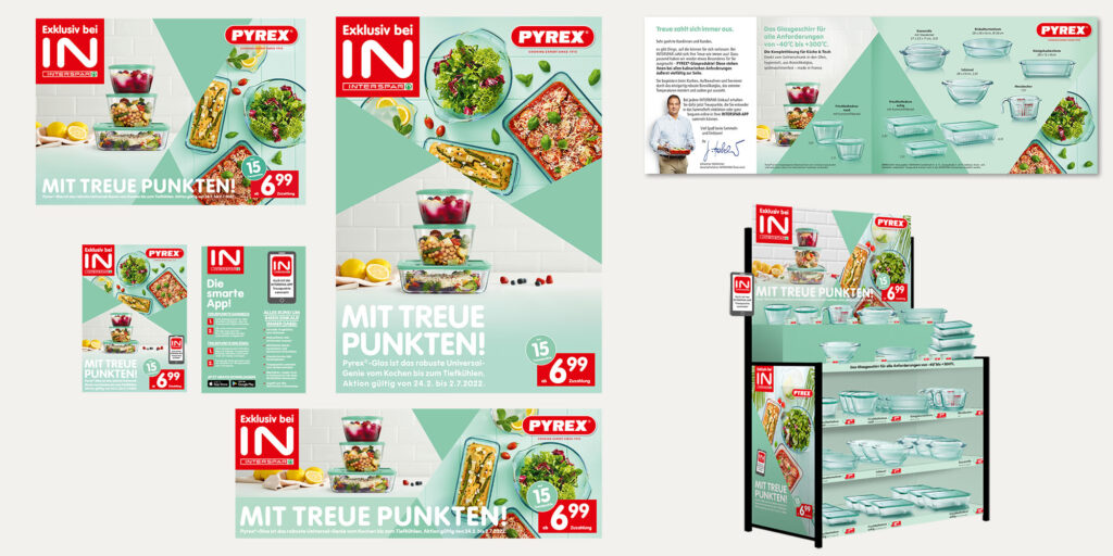 Übersicht der Werbemittel einer Interspar Treuepromotion.