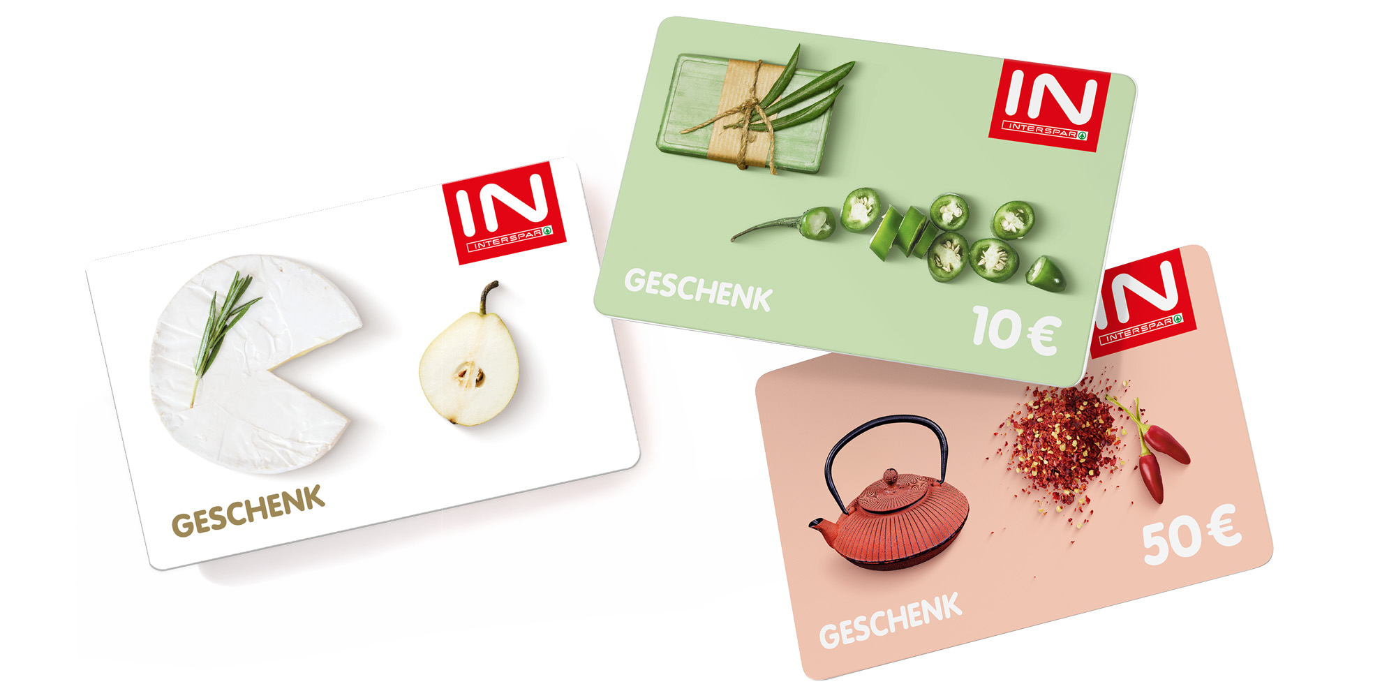 3 Gutscheinkarten in puristischem Ton-inTon-Design