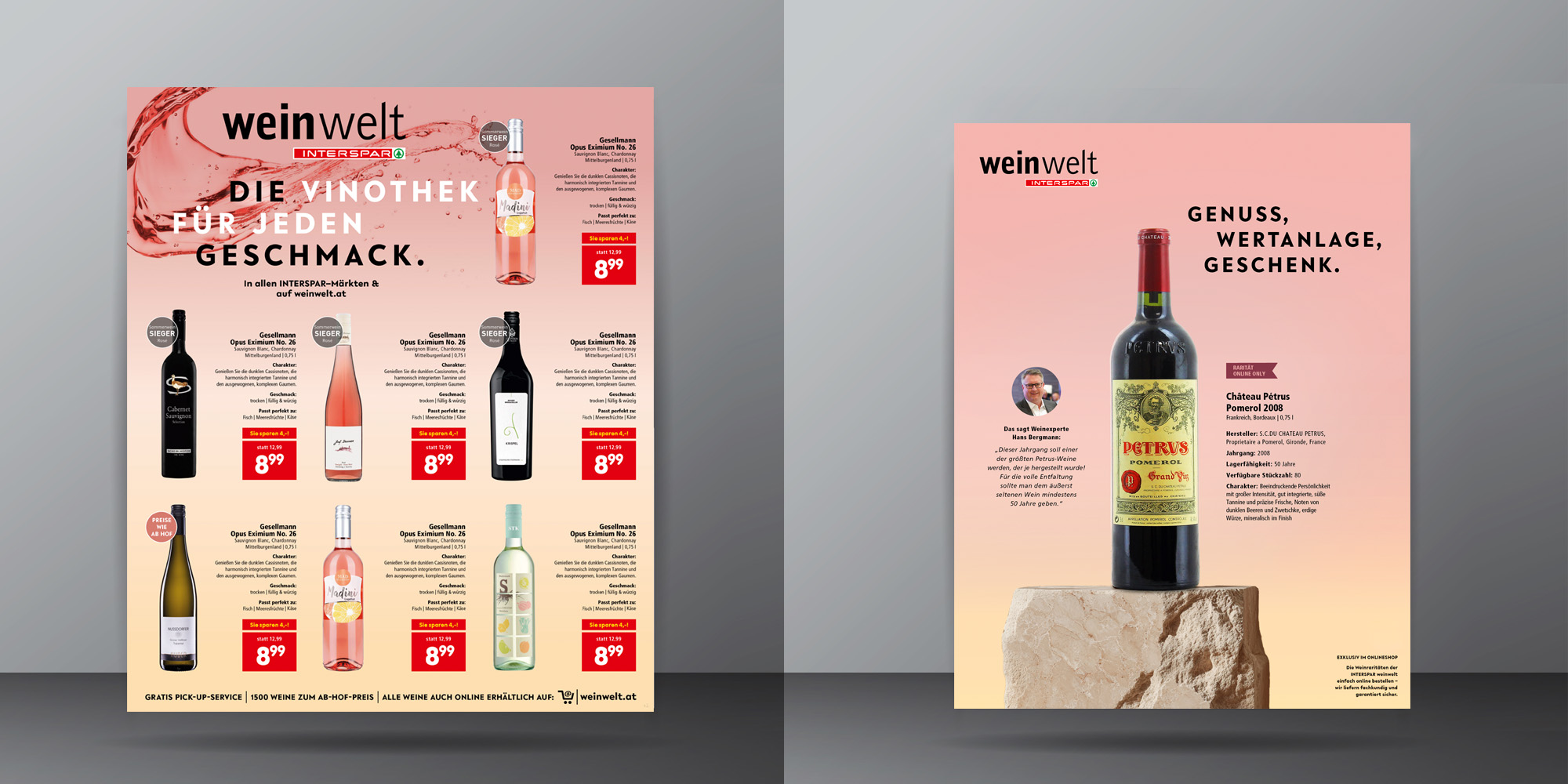2 Flugblattseiten der Interspar-Weinwelt.