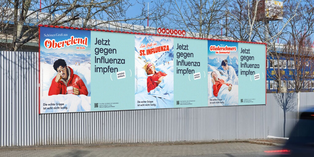 Drei unterschiedliche Kampagnen-Plakate